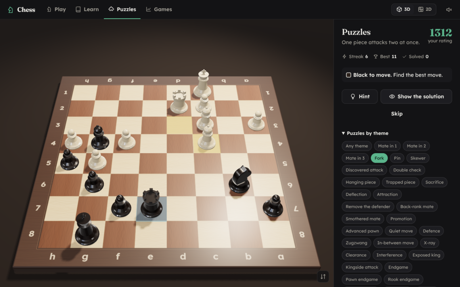Thousands of puzzles, by theme and at your level