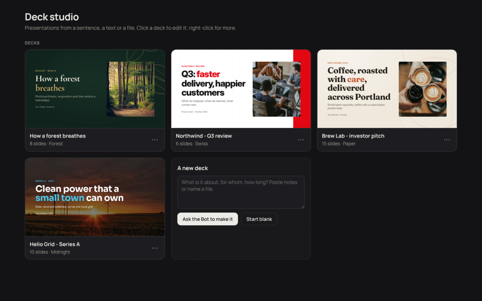 All your decks in one place, light or dark